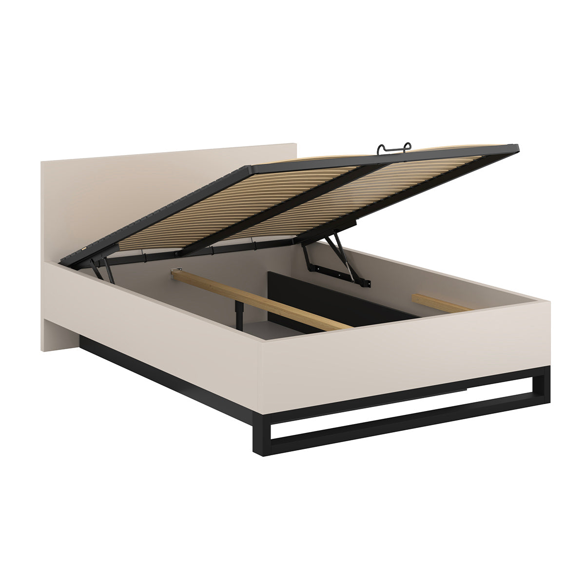 Lit coffre 160x200 sommier inclus Eden Cachemire et Noir