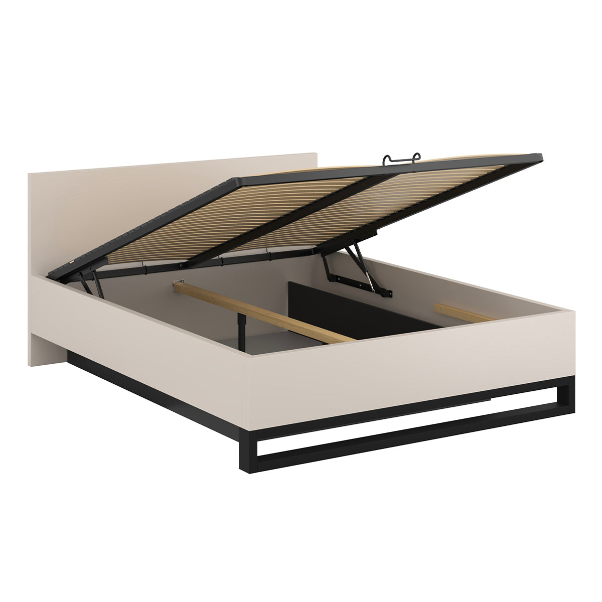 Lit coffre 180x200 sommier inclus Eden Cachemire et Noir