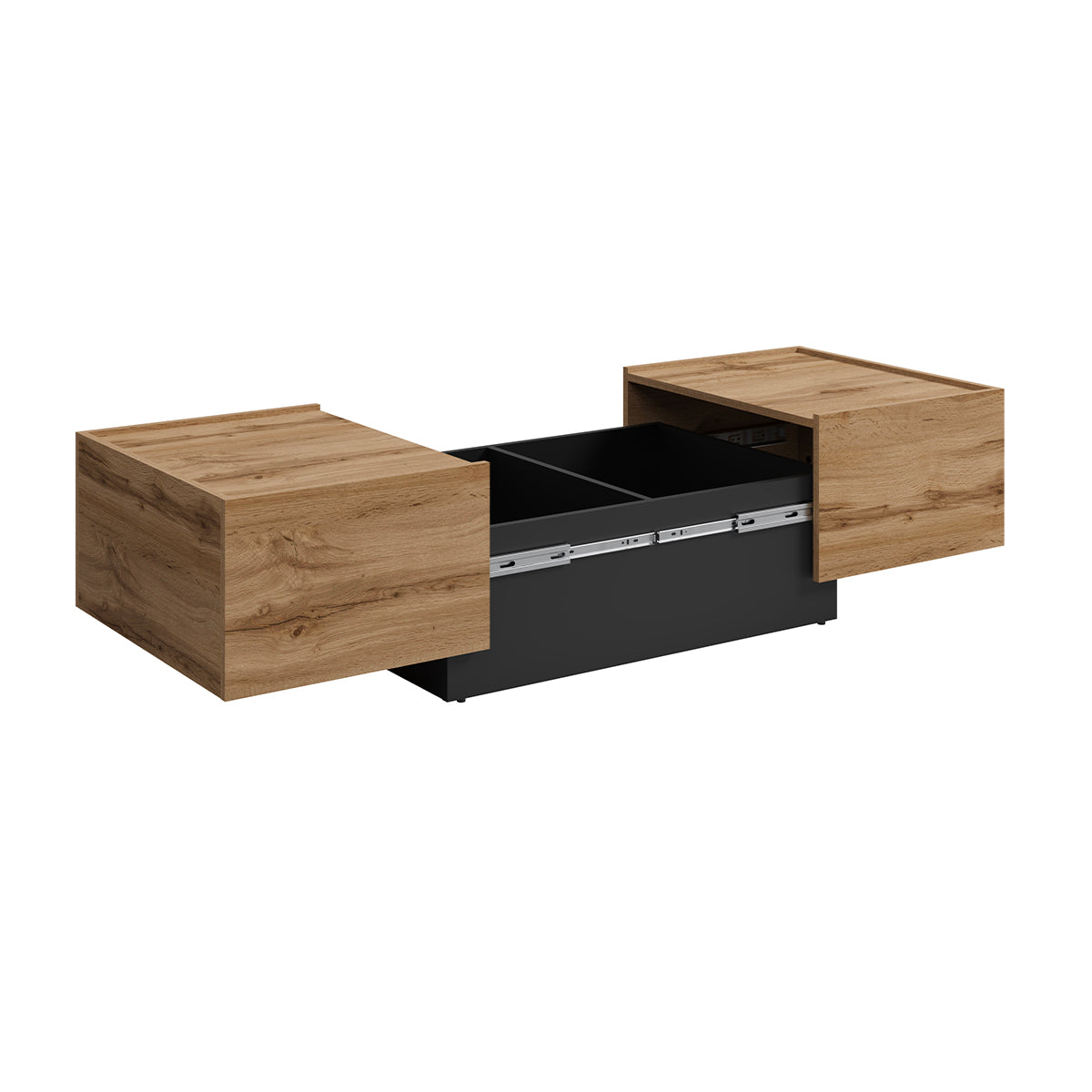 Table basse ouvrante Ekko Bois et Noir - vue 2