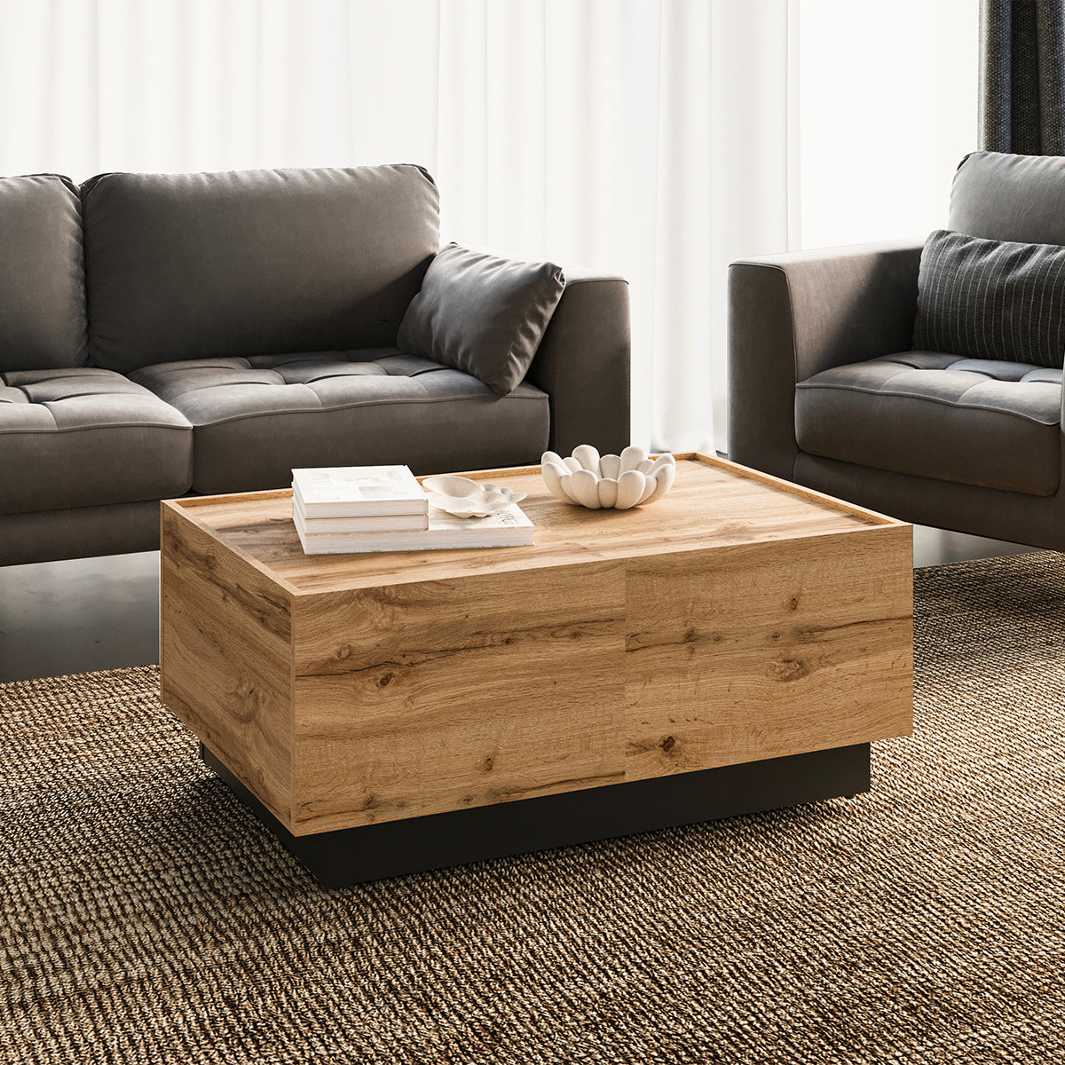 Table basse ouvrante Ekko Bois et Noir - vue 3