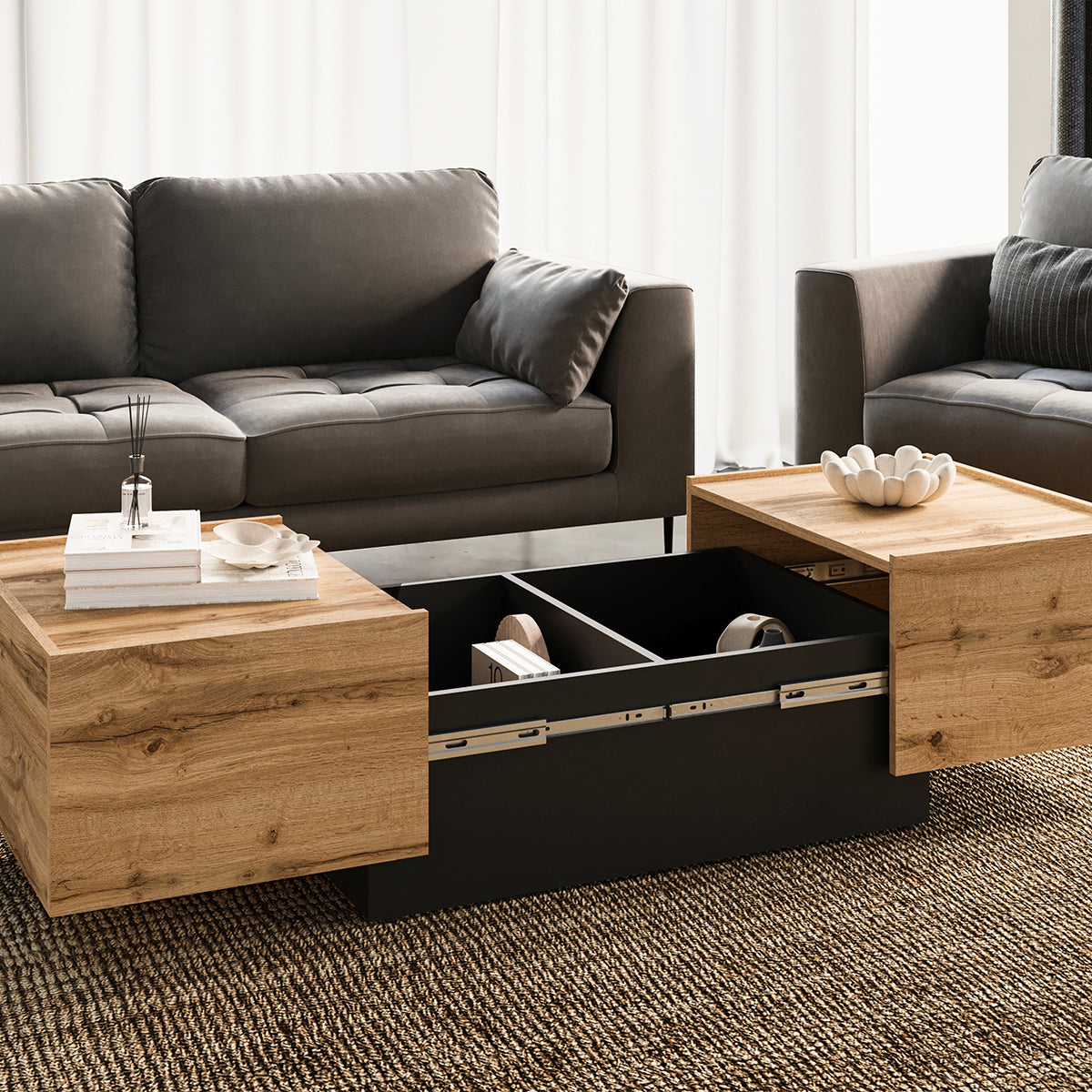 Table basse ouvrante Ekko Bois et Noir - vue 4