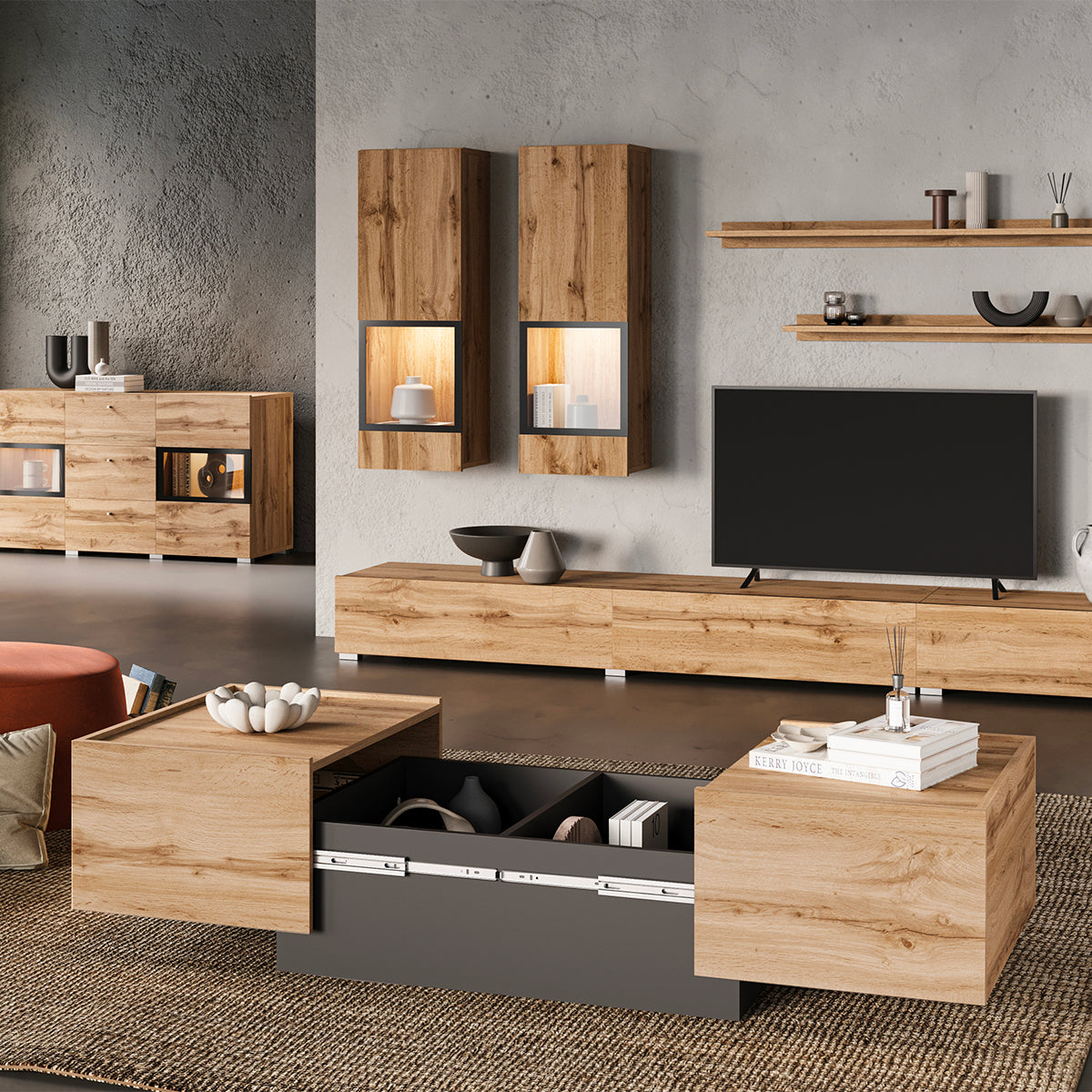 Table basse ouvrante Ekko Bois et Noir - vue 6