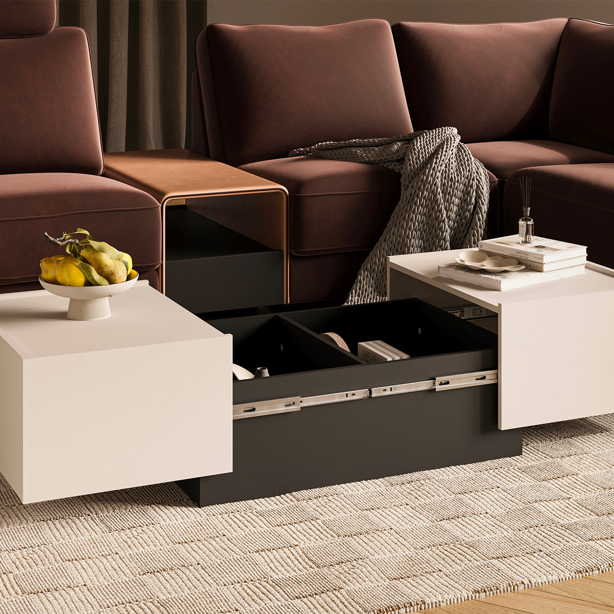 Table basse ouvrante Ekko Cachemire et Noir - vue 4
