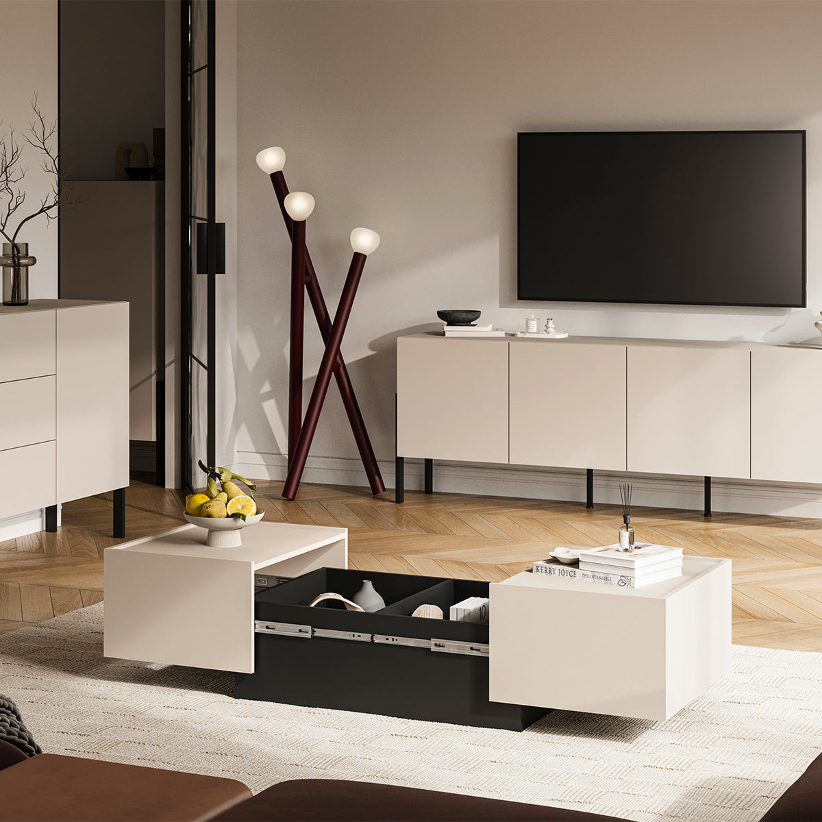 Table basse ouvrante Ekko Cachemire et Noir - vue 6