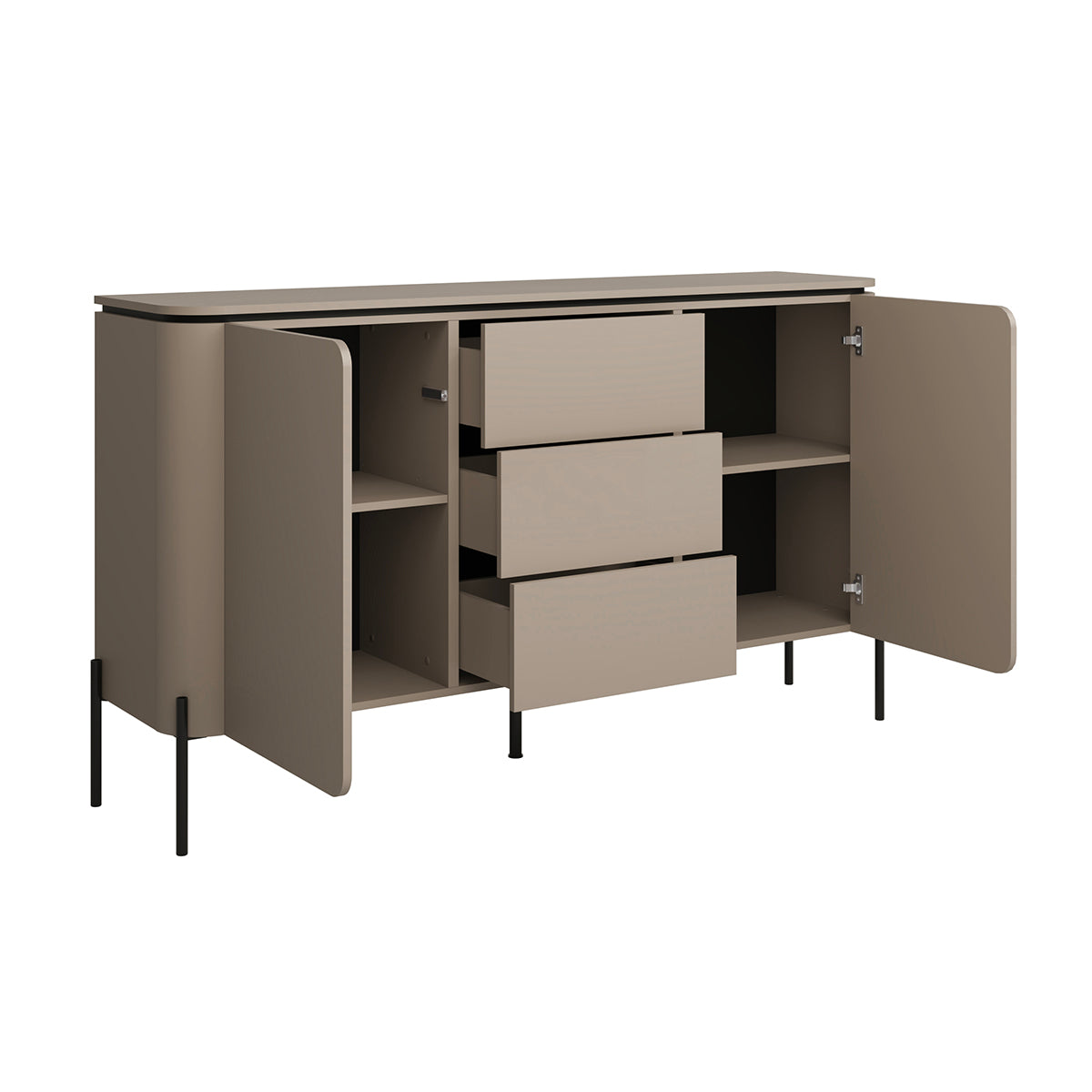 Buffet 2 portes 3 tiroirs Junon Taupe - vue 2