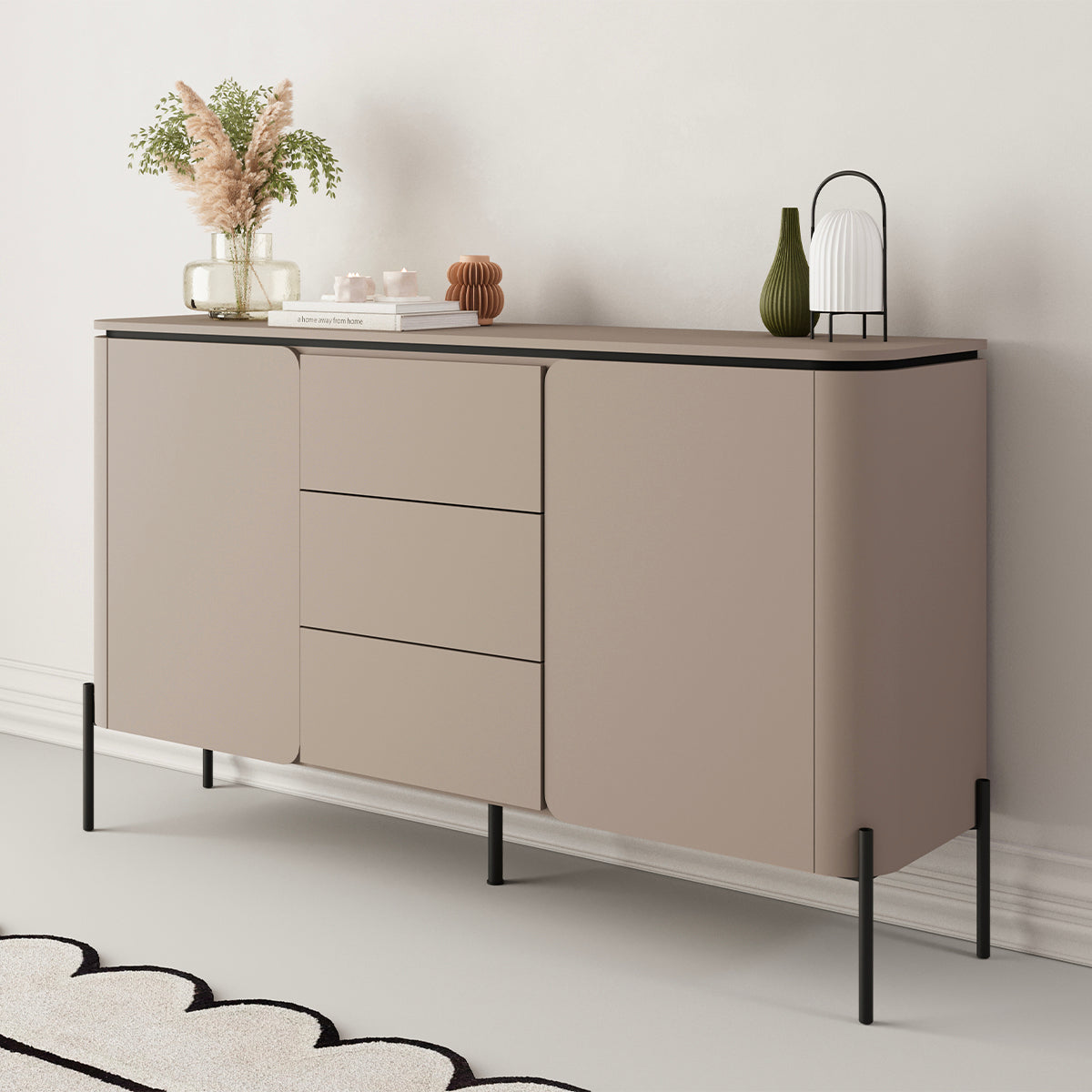 Buffet 2 portes 3 tiroirs Junon Taupe - vue 3
