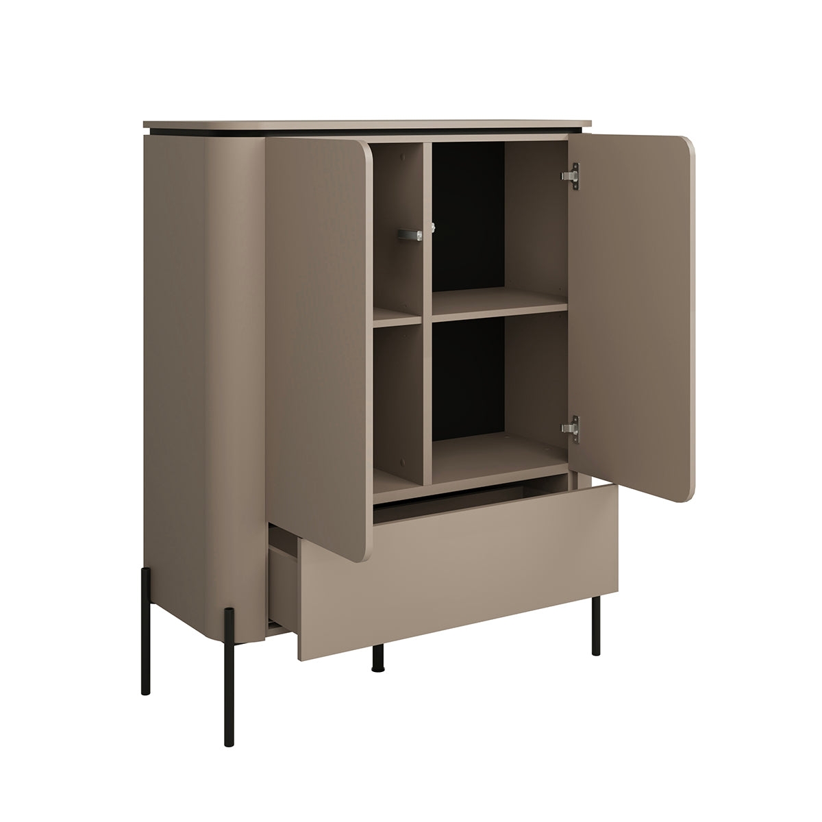 Buffet haut 2 portes 1 tiroir Junon Taupe - vue 2