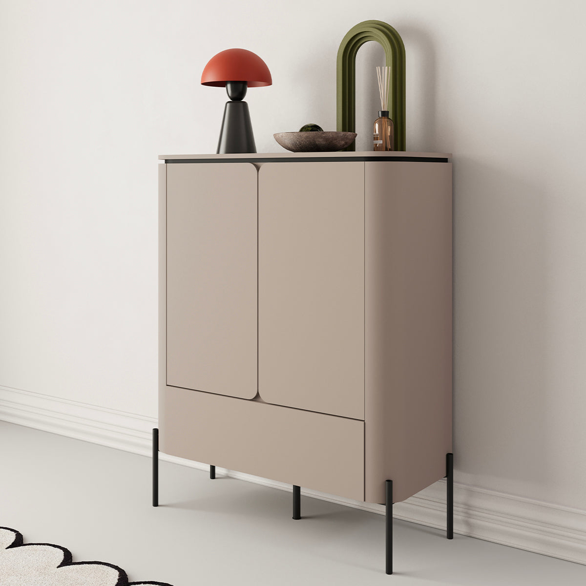 Buffet haut 2 portes 1 tiroir Junon Taupe - vue 3