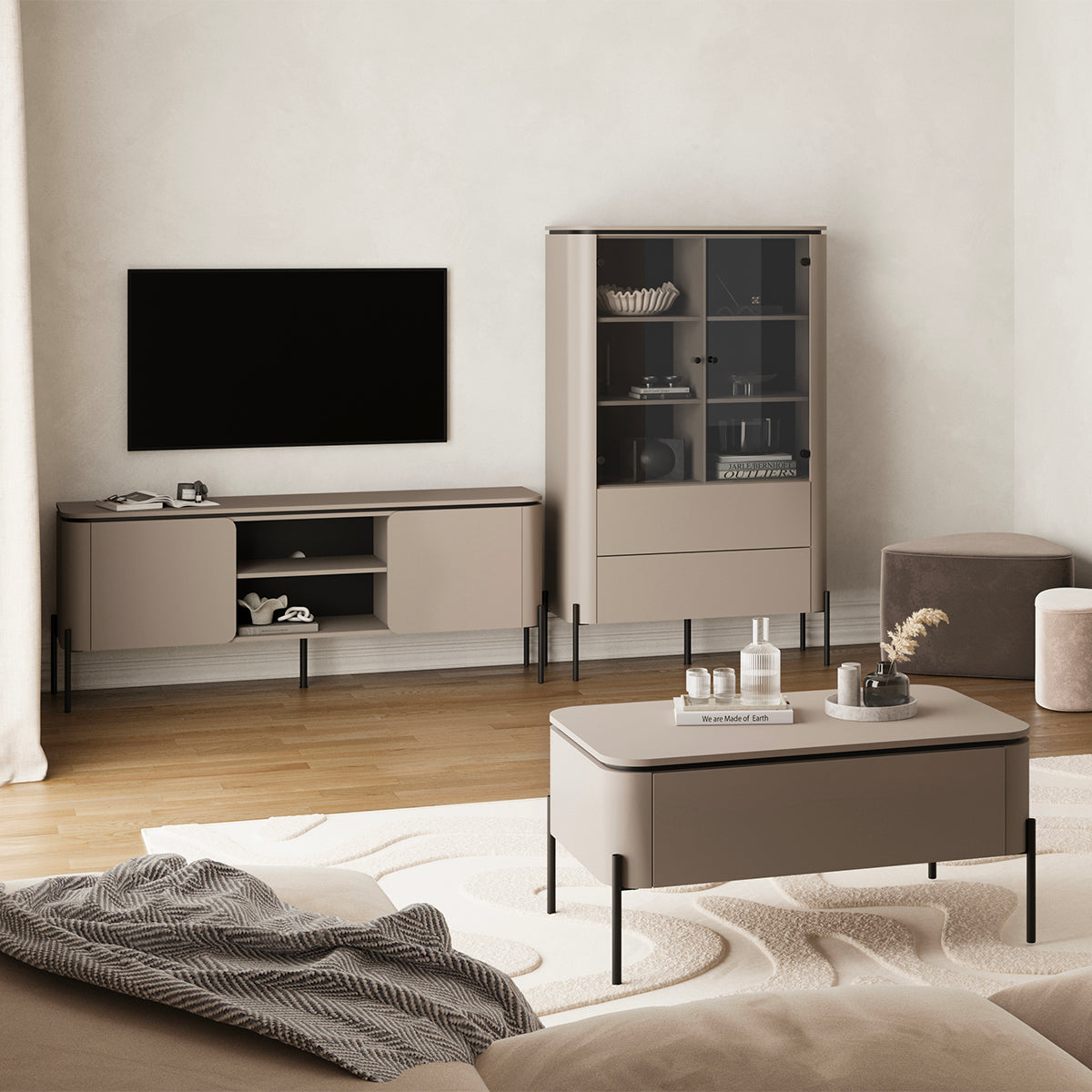 Vaisselier 2 portes 2 tiroirs Junon Taupe - vue 6