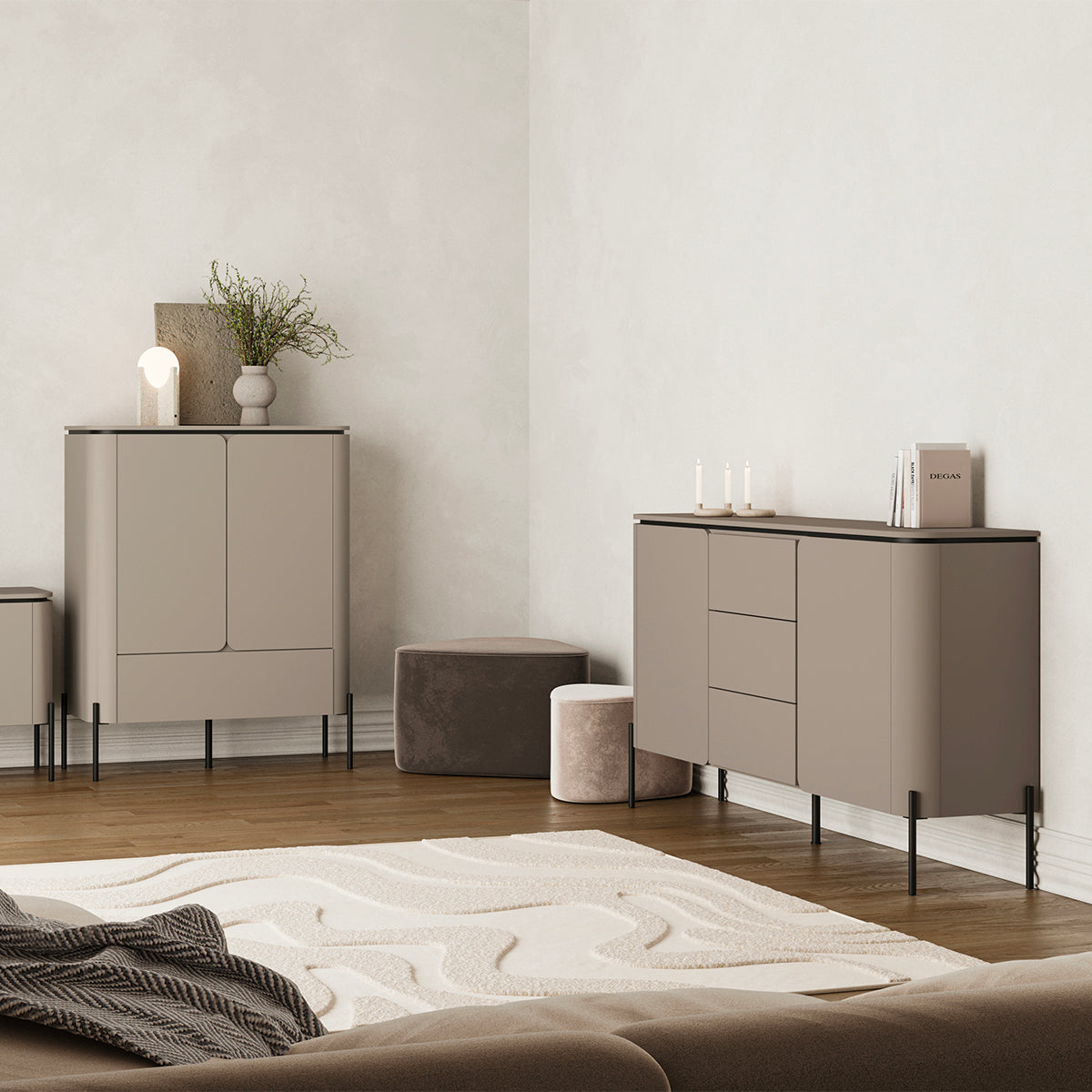 Buffet 2 portes 3 tiroirs Junon Taupe - vue 6