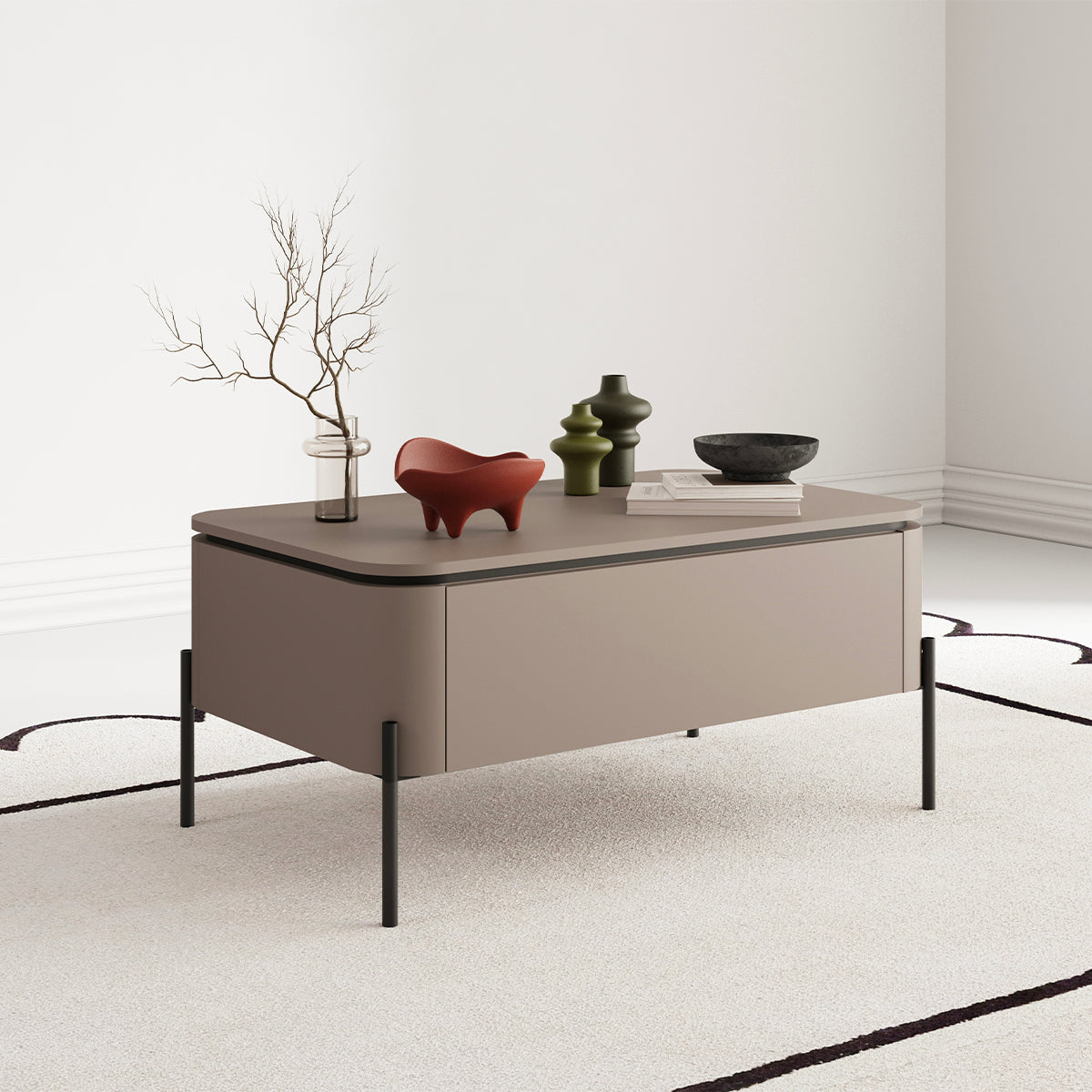 Table basse 1 tiroir Junon Taupe - vue 3