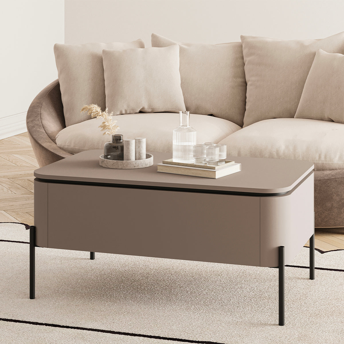 Table basse 1 tiroir Junon Taupe - vue 4