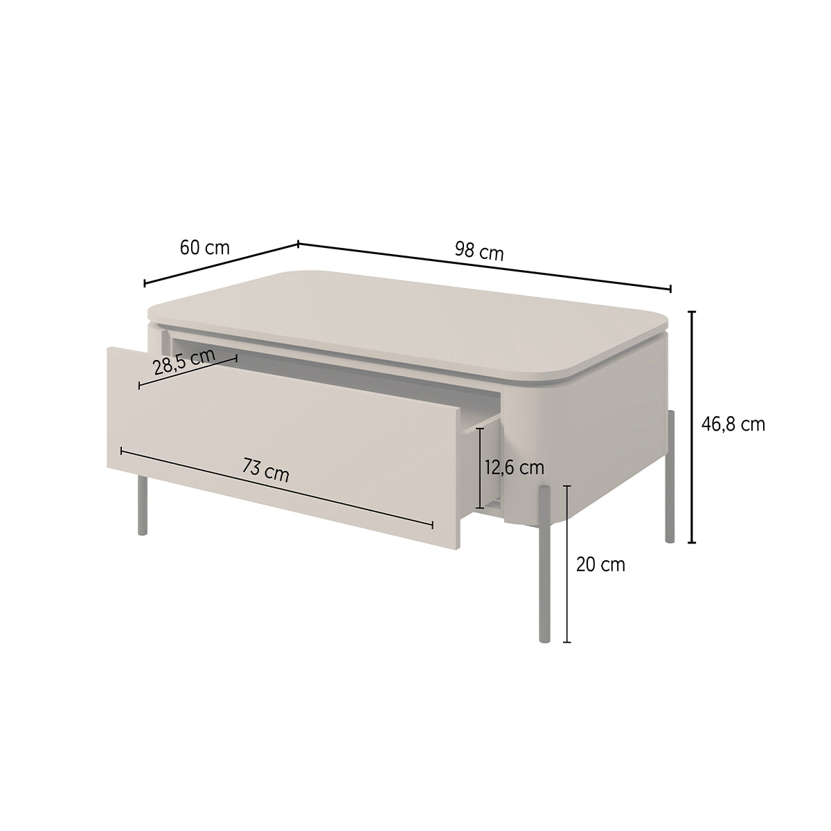 Table basse 1 tiroir Junon Taupe - vue 7