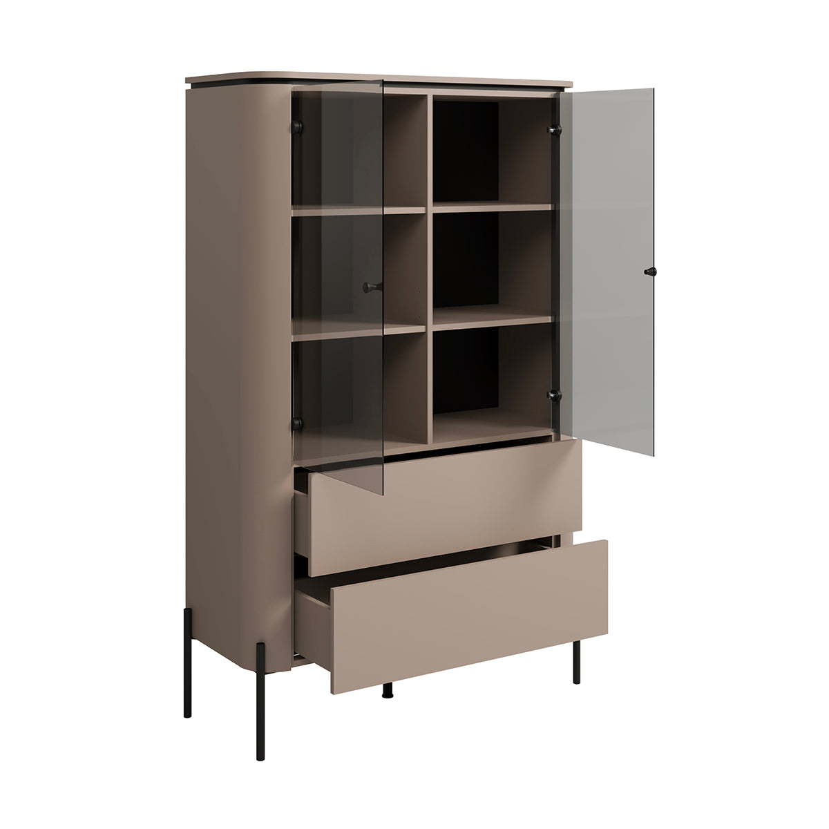 Vaisselier 2 portes 2 tiroirs Junon Taupe - vue 2