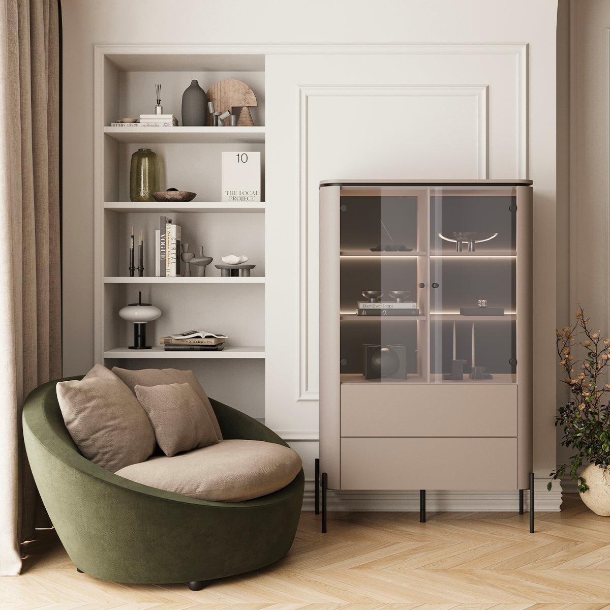 Vaisselier 2 portes 2 tiroirs Junon Taupe - vue 4