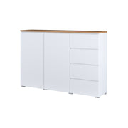 Buffet 2 portes 4 tiroirs Liko Blanc et Bois