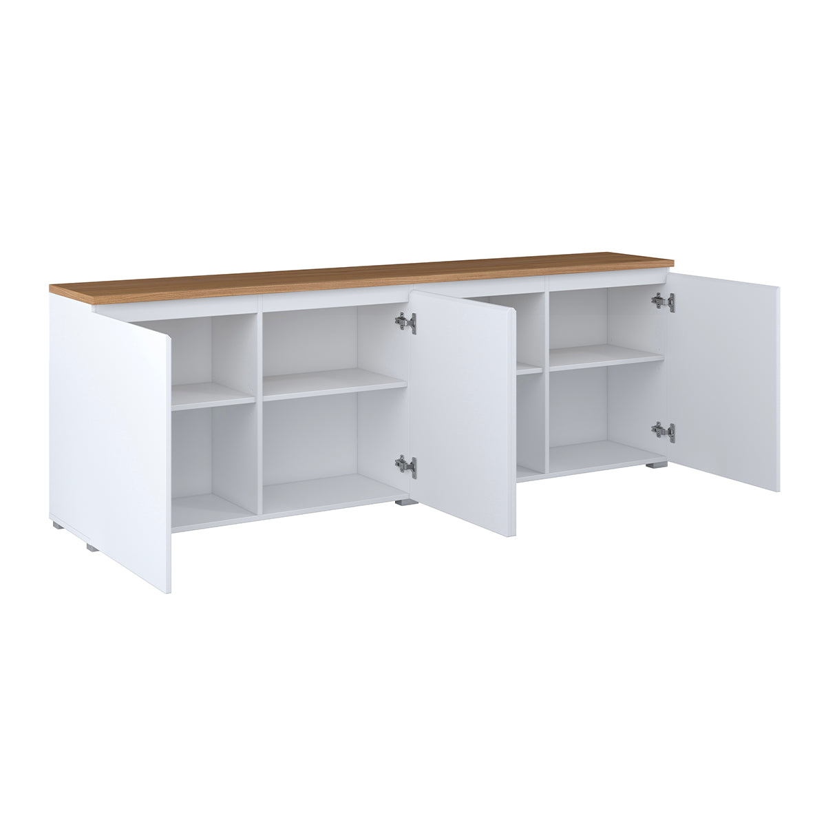 Buffet 4 portes Liko Blanc et Bois - vue 2
