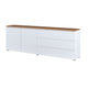 Buffet long 2 portes 3 tiroirs Liko Blanc et Bois