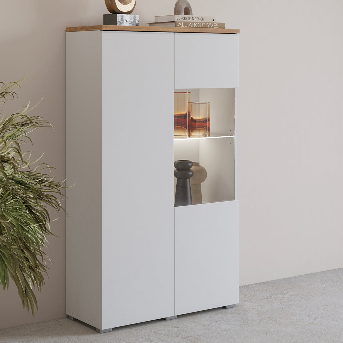 Vaisselier 2 portes Liko Blanc et Bois - vue 3