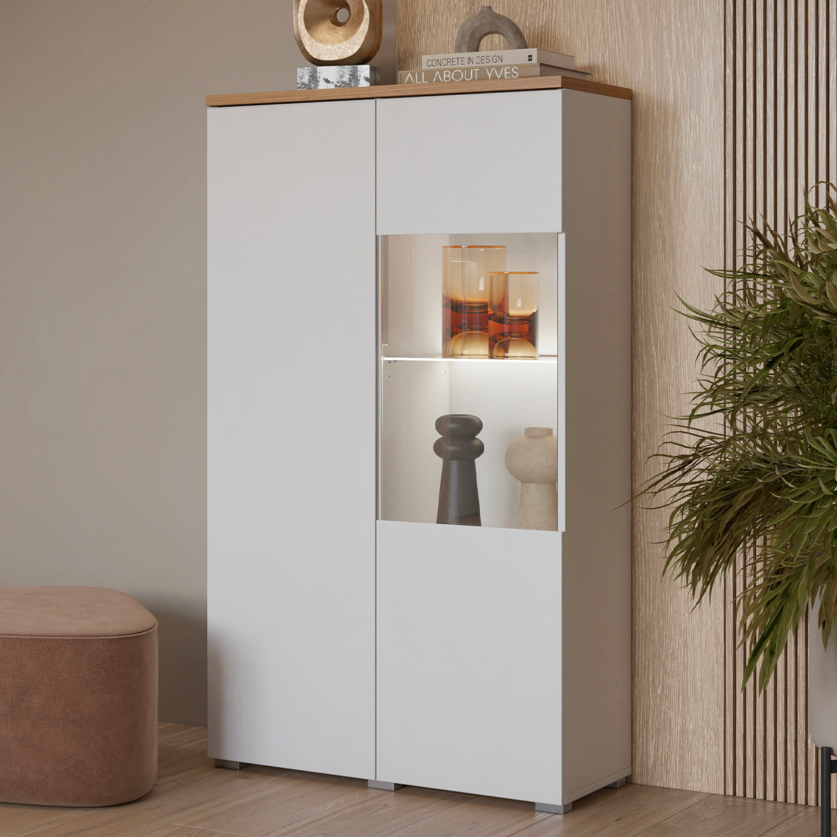 Vaisselier 2 portes Liko Blanc et Bois - vue 4