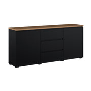 Buffet 2 portes 3 tiroirs Liko Noir et Bois