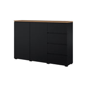 Buffet 2 portes 4 tiroirs Liko Noir et Bois