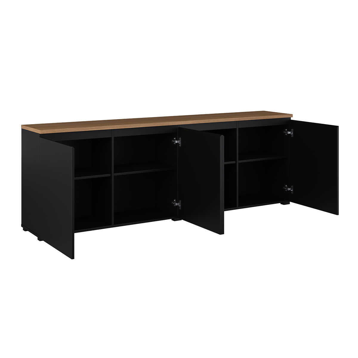 Buffet 4 portes Liko Noir et Bois - vue 2