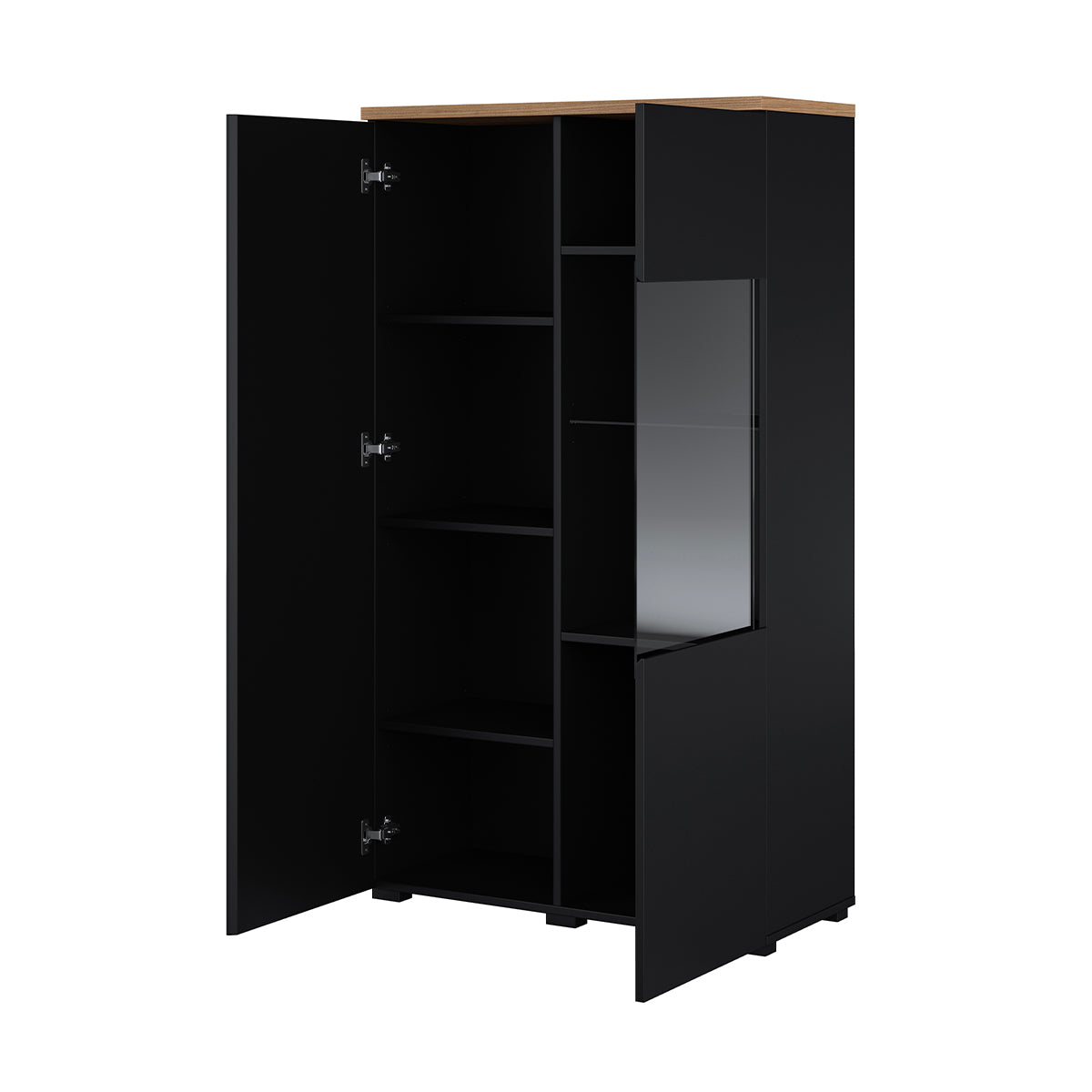 Vaisselier 2 portes Liko Noir et Bois - vue 2