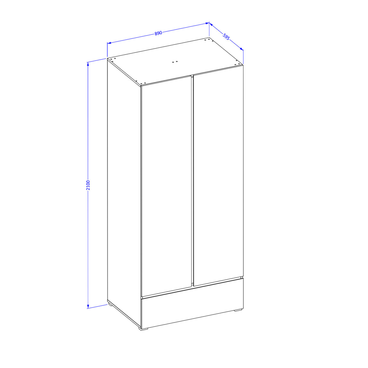 Armoire 2 portes 1 tiroir Lilia Bois - vue 4