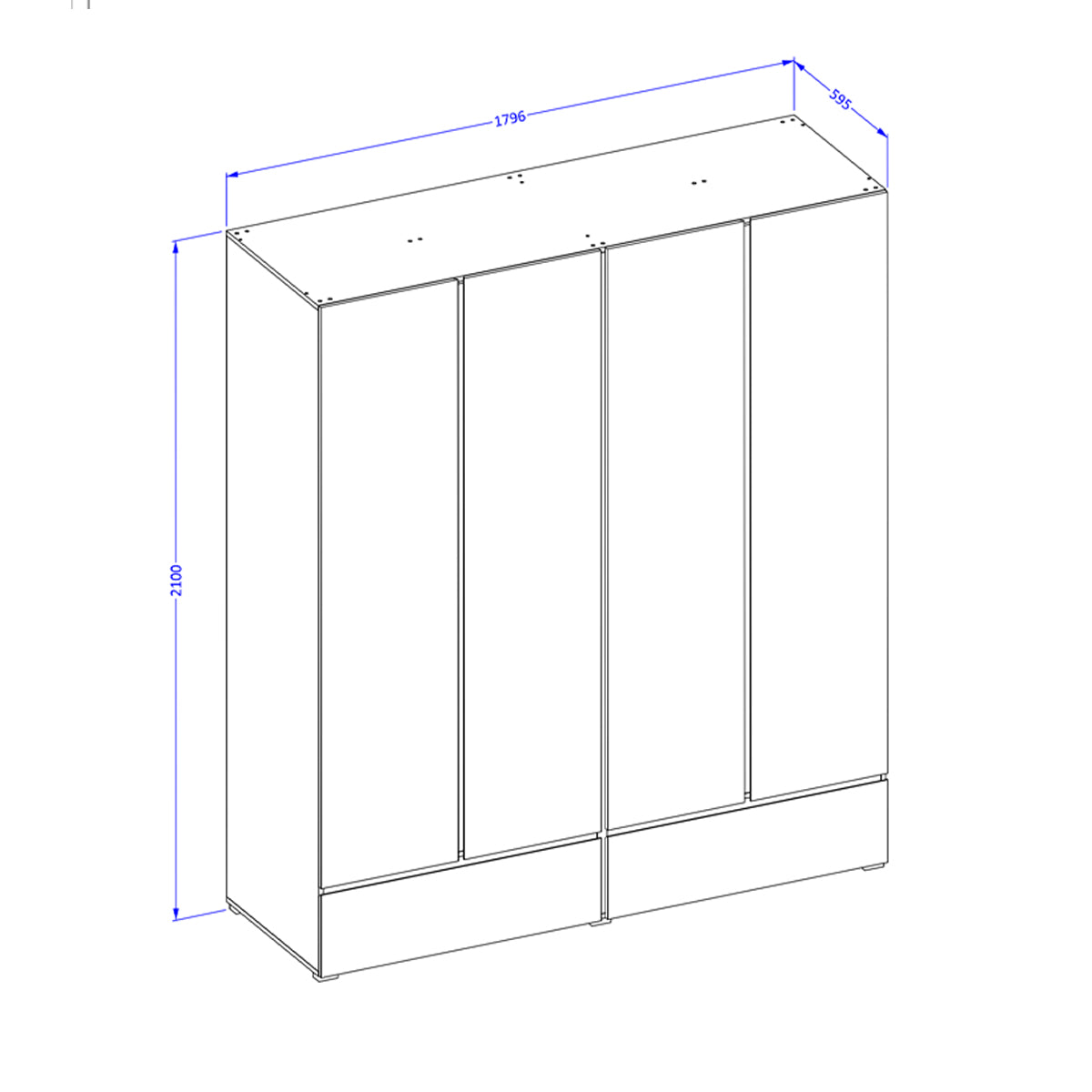 Armoire 4 portes 2 tiroirs Lilia Bois - vue 5