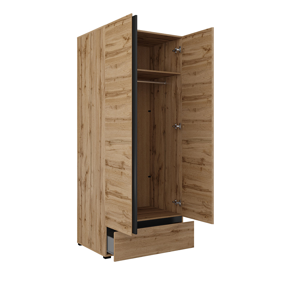 Armoire 2 portes 1 tiroir Lilia Bois - vue 2