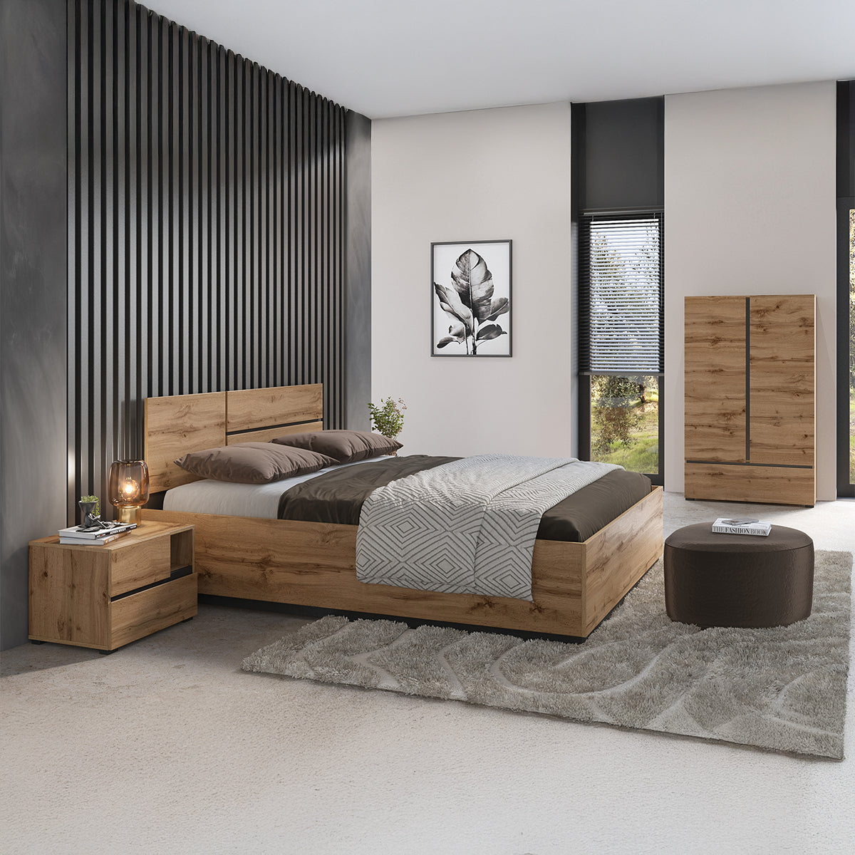 Lit 160x200 sommier inclus Lilia Bois - vue 4