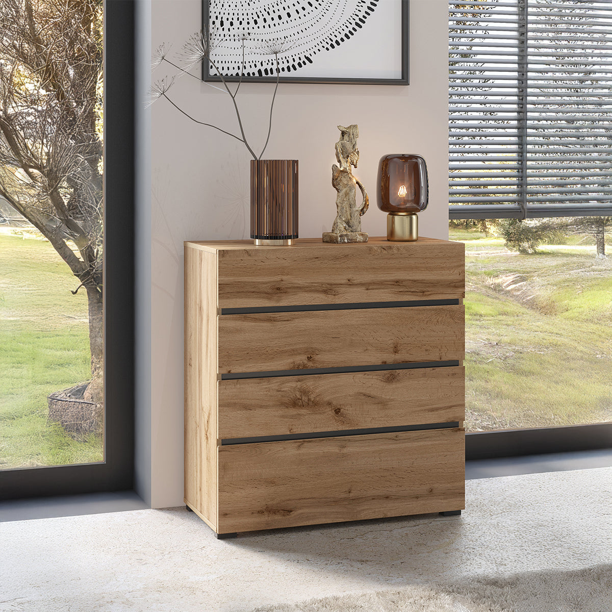 Commode 4 tiroirs Lilia Bois - vue 3