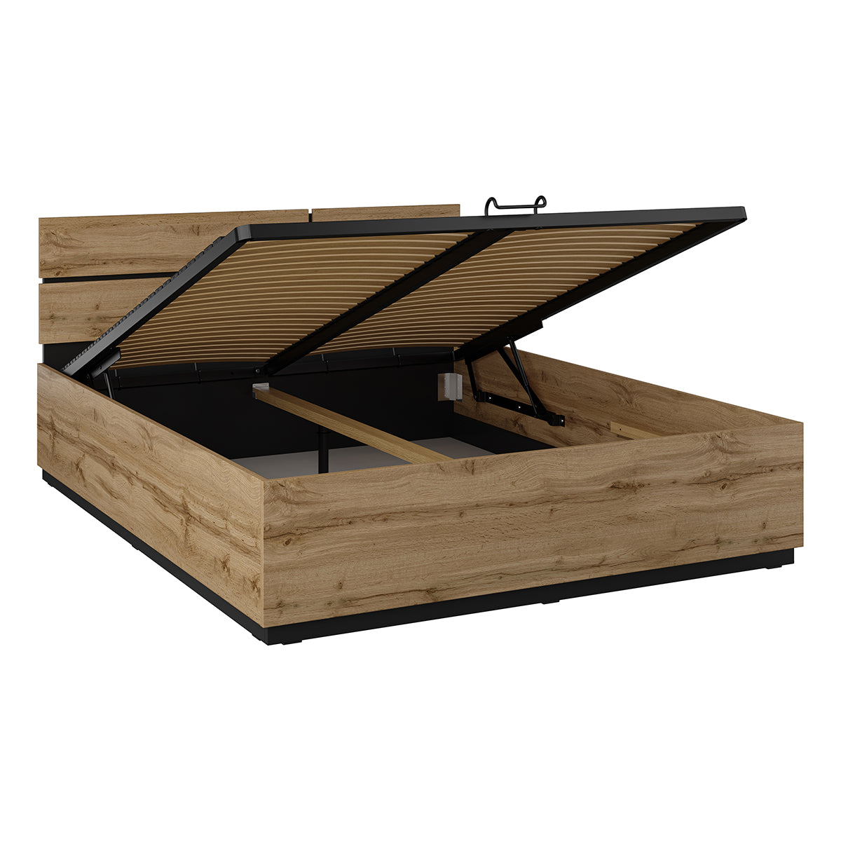 Lit coffre 160x200 sommier inclus Lilia Bois