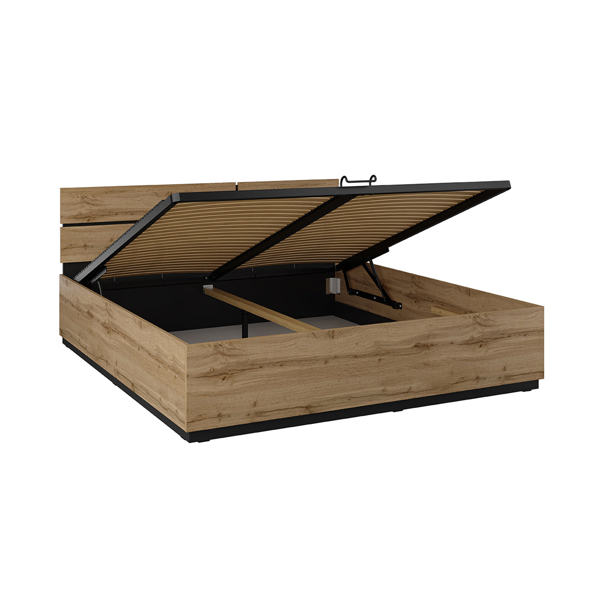 Lit coffre 180x200 sommier inclus Lilia Bois