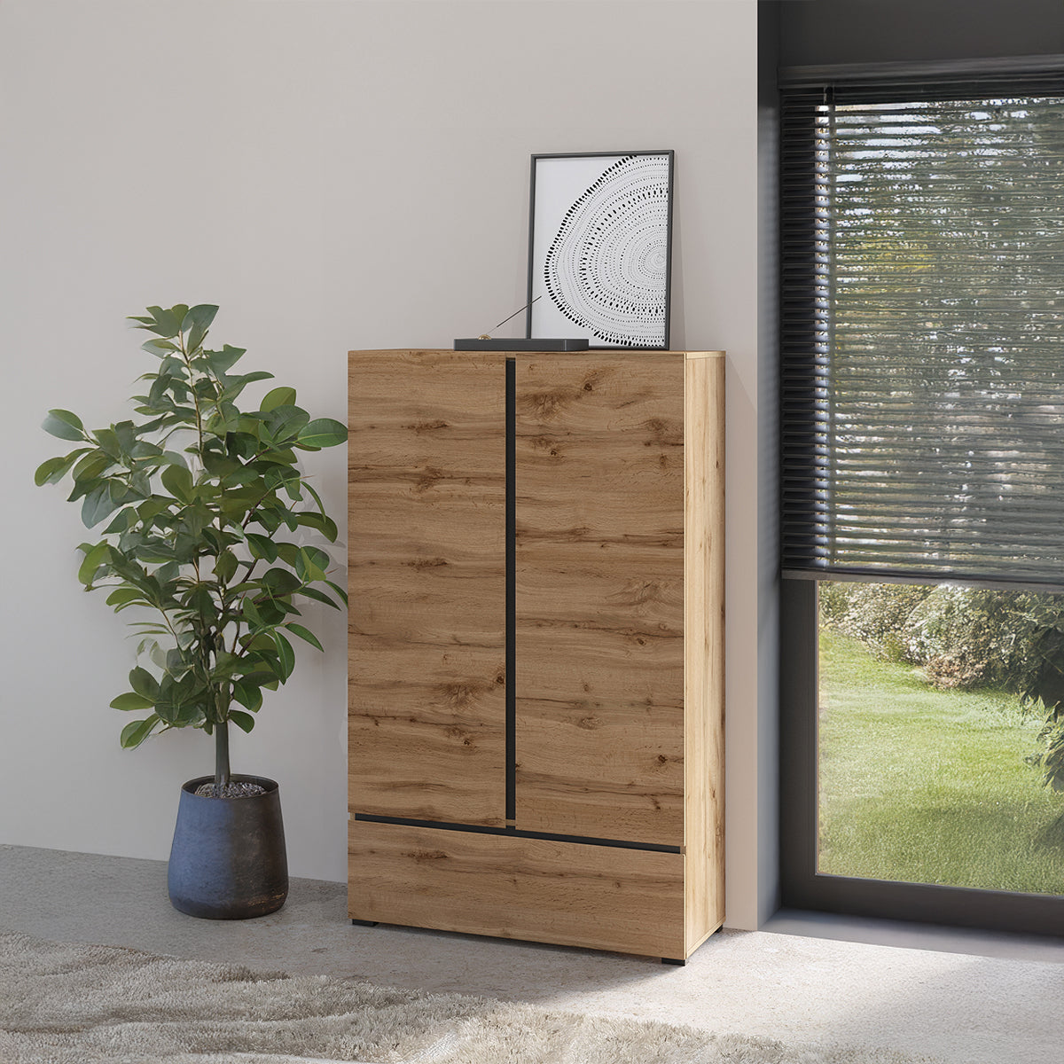 Petite armoire 2 portes 1 tiroir Lilia Bois - vue 3