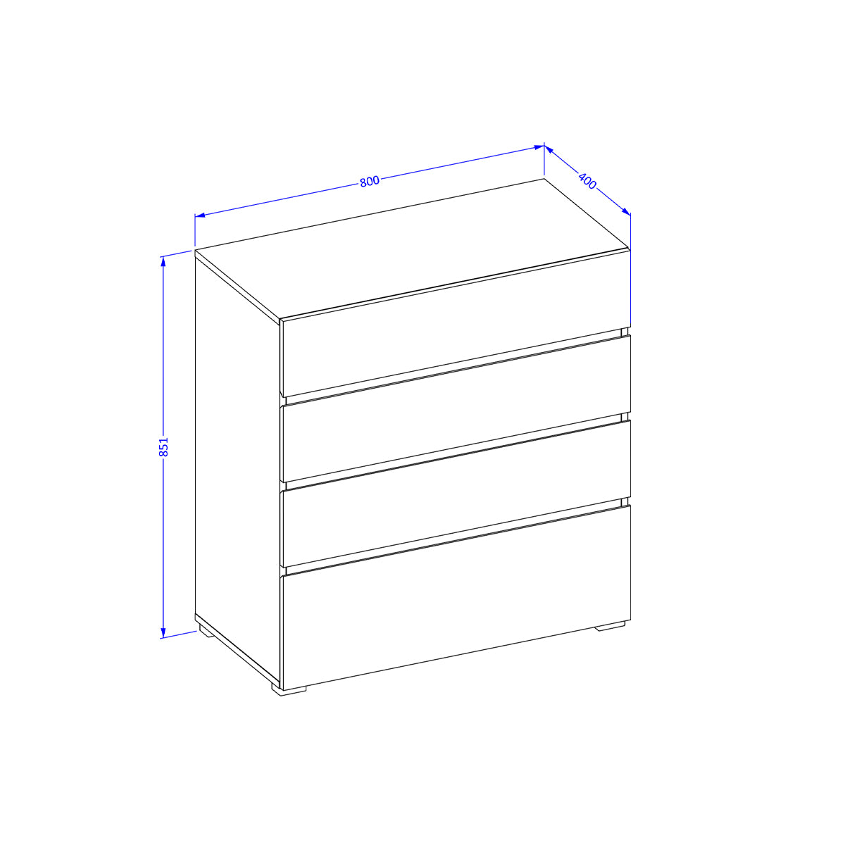 Commode 4 tiroirs Lilia Bois - vue 5