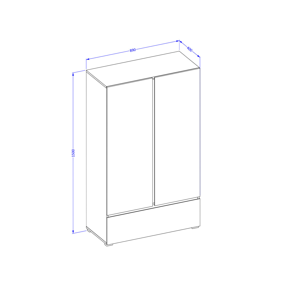 Petite armoire 2 portes 1 tiroir Lilia Bois - vue 5