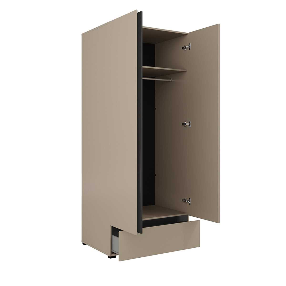 Armoire 2 portes 1 tiroir Lilia Taupe - vue 2