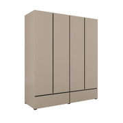 Armoire 4 portes 2 tiroirs Lilia Taupe