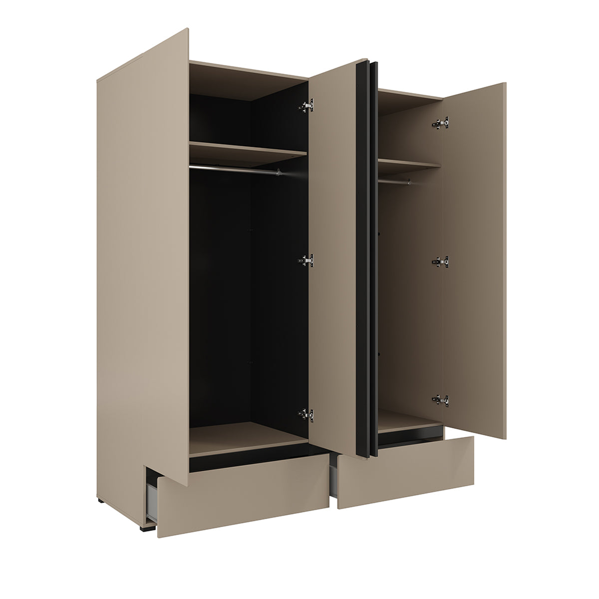 Armoire 4 portes 2 tiroirs Lilia Taupe - vue 2