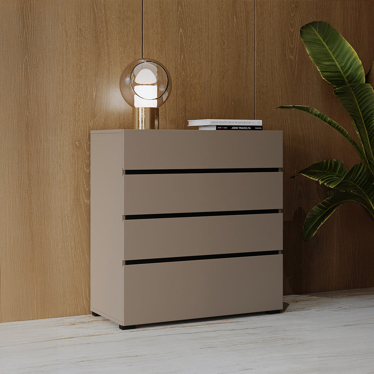 Commode 4 tiroirs Lilia Taupe - vue 3