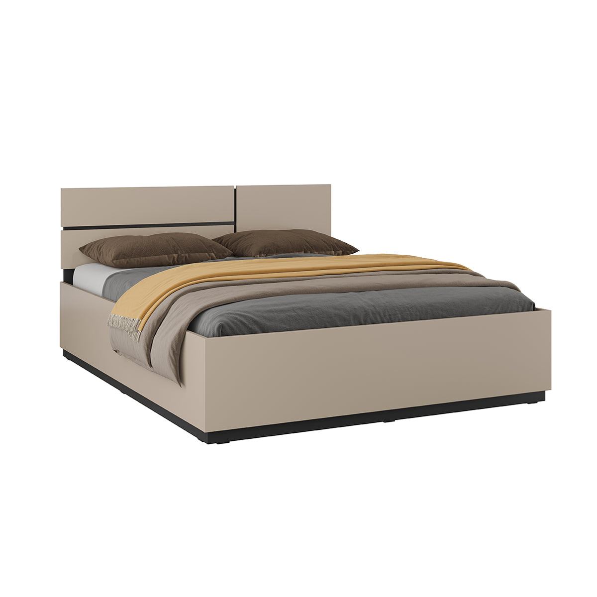 Lit 160x200 sommier inclus Lilia Taupe - vue 2