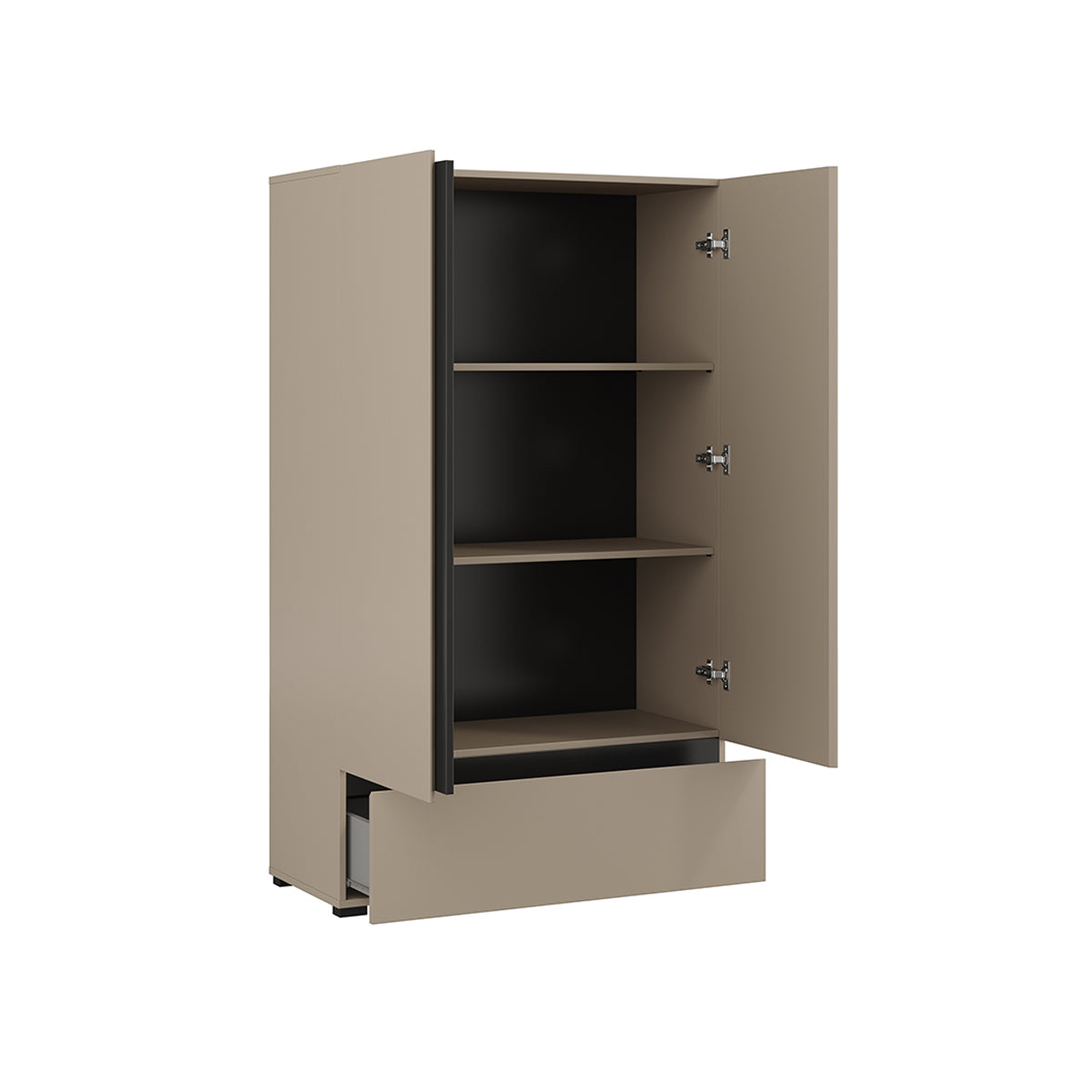 Petite armoire 2 portes 1 tiroir Lilia Taupe - vue 2