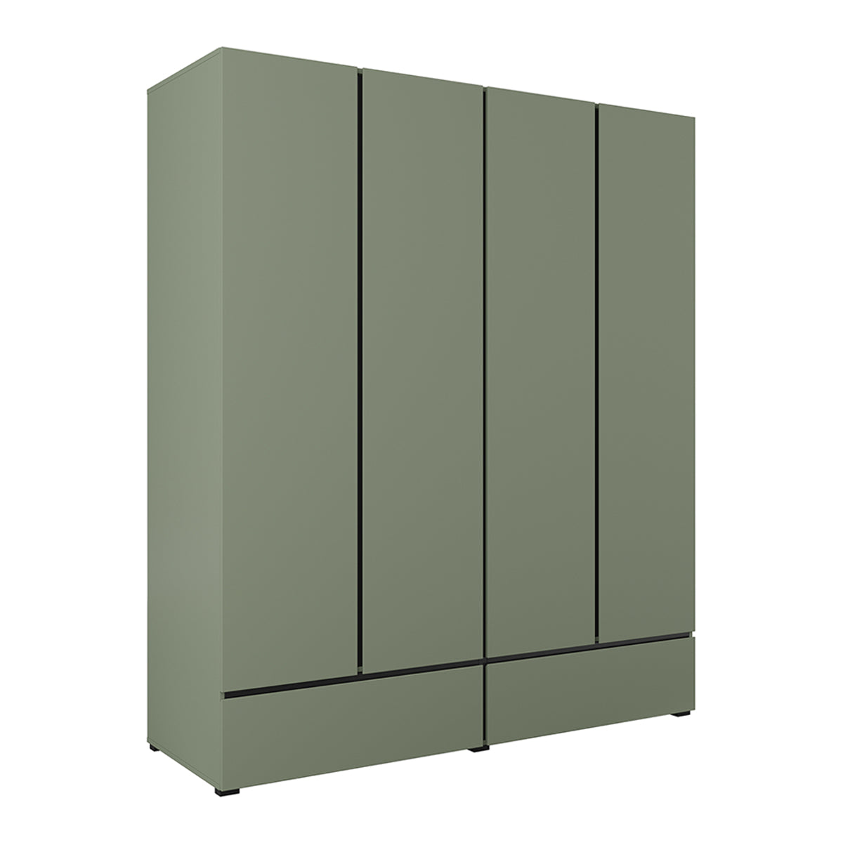 Armoire 4 portes 2 tiroirs Lilia Vert