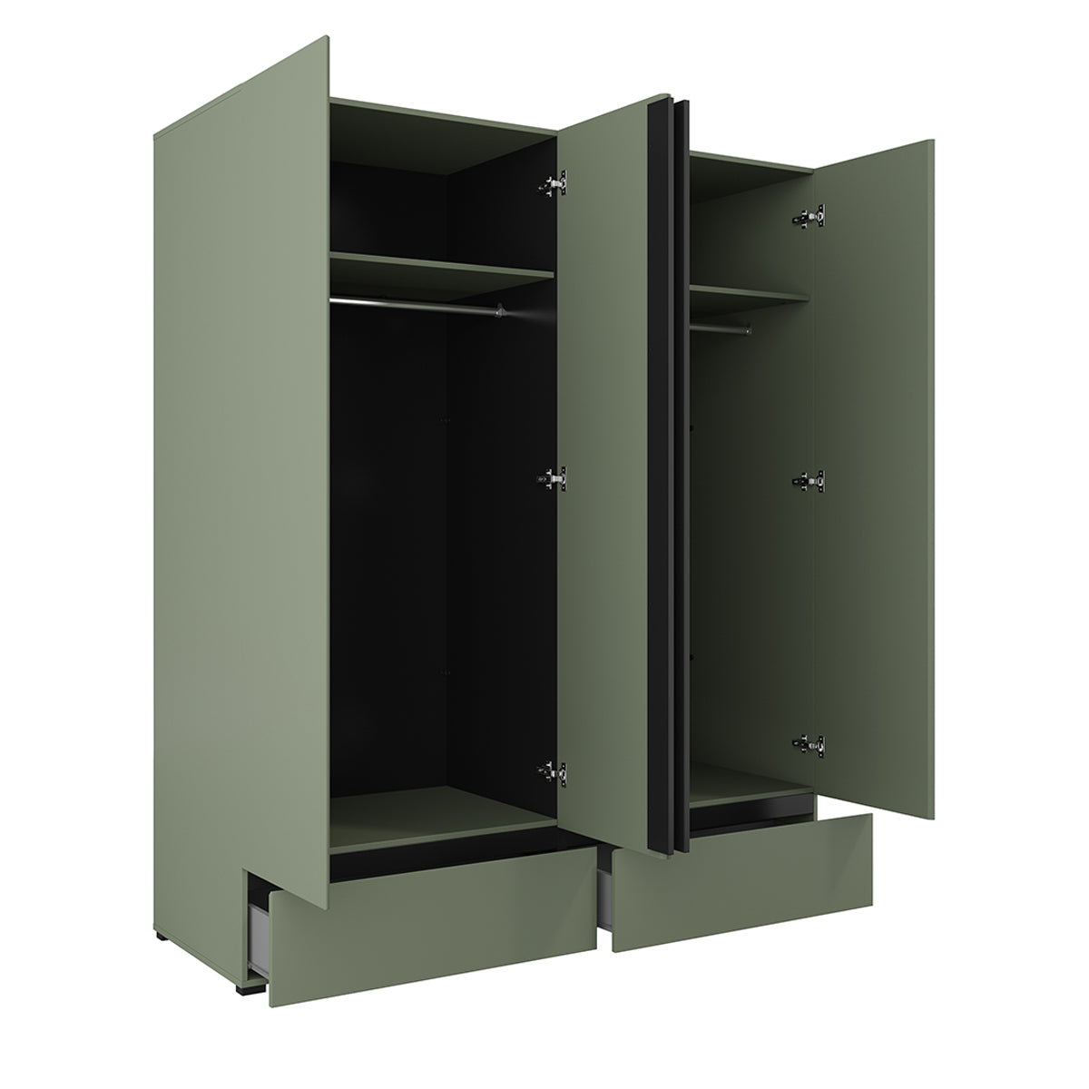 Armoire 4 portes 2 tiroirs Lilia Vert - vue 2