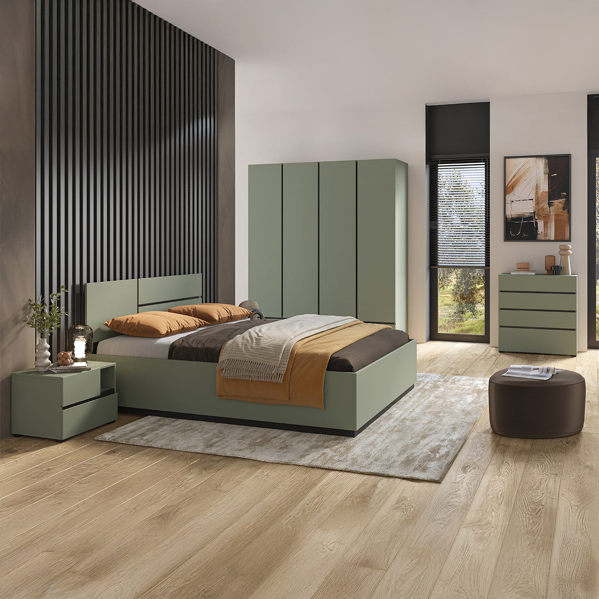 Lit coffre 160x200 sommier inclus Lilia Vert - vue 5