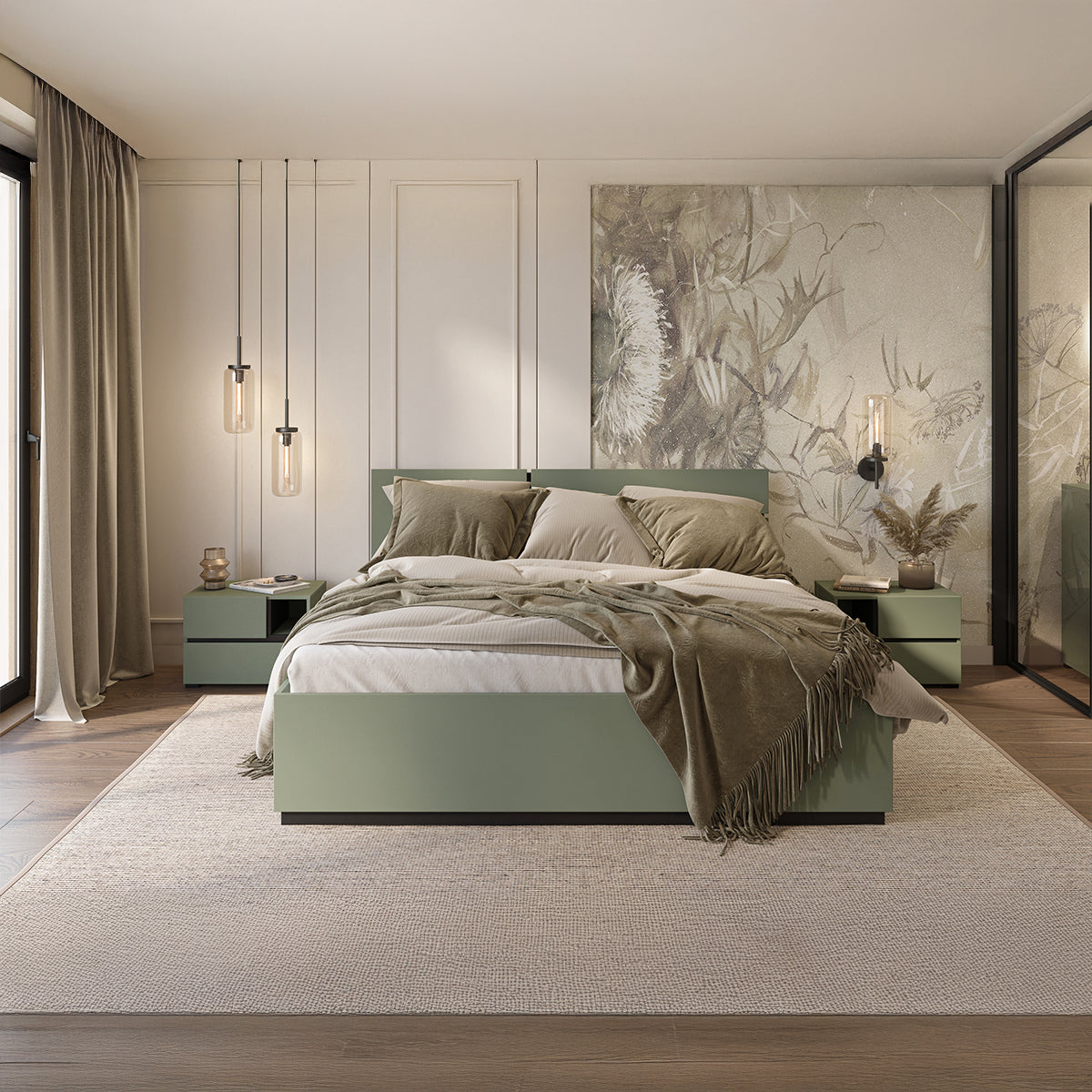 Lit coffre 160x200 sommier inclus Lilia Vert - vue 6