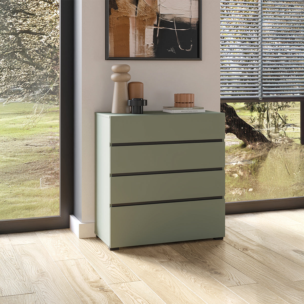 Commode 4 tiroirs Lilia Vert - vue 3