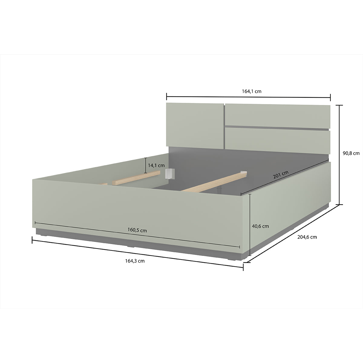 Lit 160x200 sommier inclus Lilia Vert - vue 4